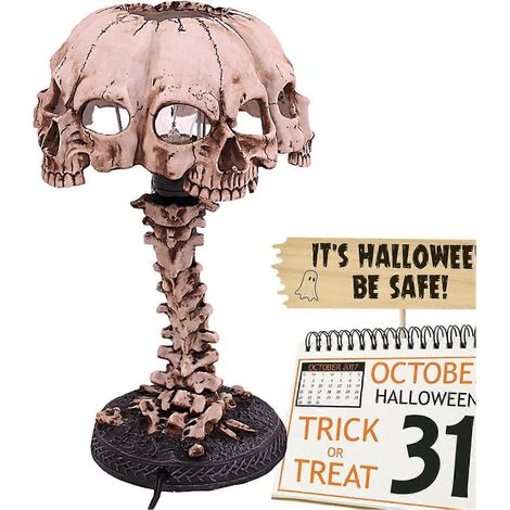 Tischleuchte aus gotischem Kunstharz mit 4 Köpfen, Horror-Dekoration, Halloween-Dekorationsleuchten, 3D-Tischleuchte für Wohnzimmer und Schlafzimmer