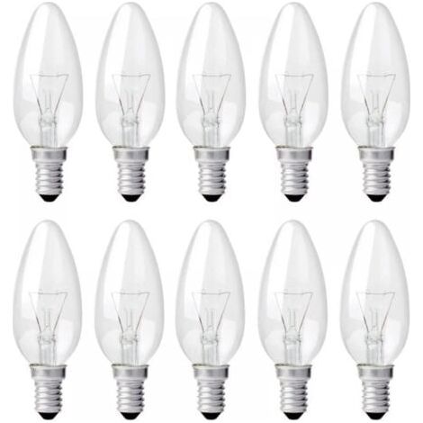 Ampoule Incandescence Bougie E14 40W 230V, Ampoule Flamme E14, Dimmable Blanc Chaud 2700K, 400LM, C35 Ampoule Transparent, Pour Lustre, Lampe de Bureau, Pack de 10 (1/5)