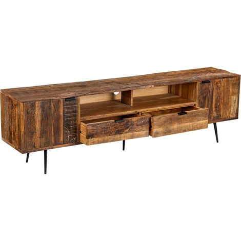 Meuble télé en bois recyclé industriel MELISSA 205cm - 205x40x60 cm - Kayu Meuble (1/5)