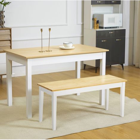Banc 2 places en bois de pin blanc, 102 x 36 x 45 cm, charge max. 220 kg, OKWISH (1/5)