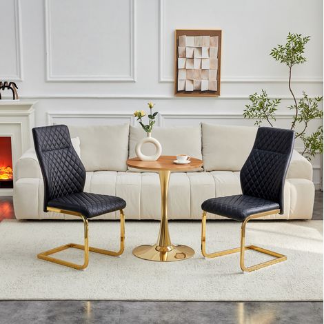 MEUBLIV Runder Tisch und Stühle 60 cm Schwarz und Holz – 1 Tisch, 2 Stühle (1/5)