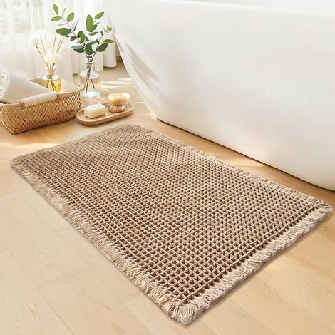 Rutschfeste Matten Badematten Schnelltrocknende Badematte für Dusche oder Badewanne wasserdurchlässige, rutschfeste Matte Khaki 43 x 61 cm (1/5)