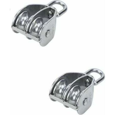 2Pcs Double Poulie Bloc M20 Poulie Fixe En Acier Inoxydable Double Roue De Levage Poulie pour Câble (1/5)