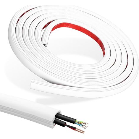 Floor Cable Duct, 3 Metre Wall Cable Cover, Flexible Wall TV Wire Cover, White Adhesive Electrical Cable Management for Indoor and Outdoor Use (15 mm x 10 mm) (1/5)