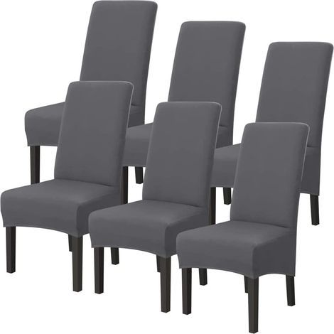 Dining Chair Slipcovers Large Size Stretch Gray Set of 6, High Back Chair Slipcovers Covers for Modern Chair Wedding Living Room (1/4)