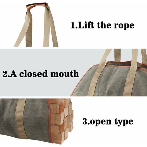 ALLIANDISSac de bois de chauffage portable extérieur sac de bûcheron sac de bois de chauffage en toile vert