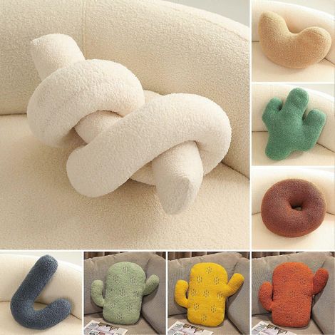 Coussin en peluche de forme irrégulière en forme de cactus donut, peluche moelleuse, coussin décoratif doux pour la maison (1/4)