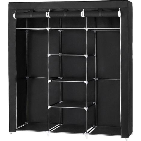 Armario, Armarios Roperos Tela no Tejida, 3 Puertas Negras 175 x 150 x 45cm – Blanc (1/4)