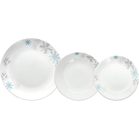 Servizio di Piatti da Tavola in Porcellana Madison Snowflake 18 Pezzi (1/5)