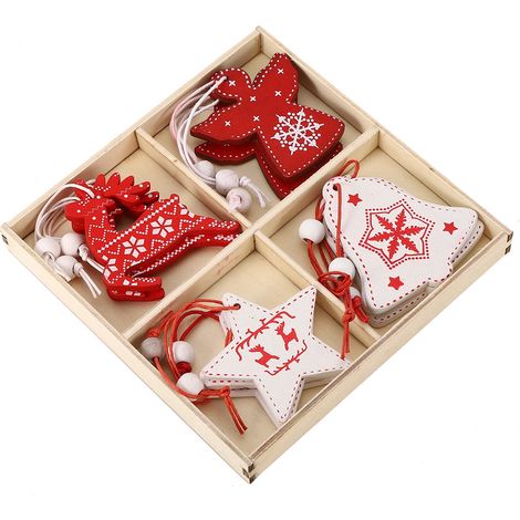 Décorations de Noël en bois, décorations pour sapin de Noël, coffrets cadeaux de Noël, petites décorations raffinées, décorations peintes (1/5)