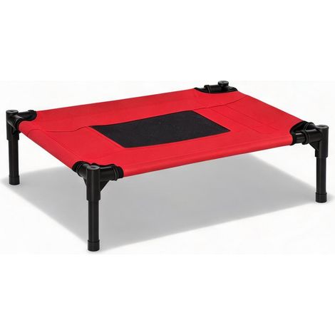 Lit surélevé pour chien et chat 61 x 46 x 18 cm rouge et noir (1/5)
