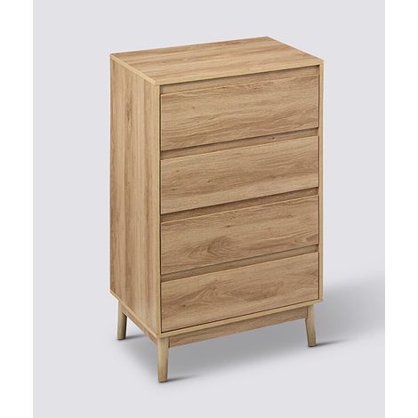Pegane – Commode beige avec 4 tiroirs – Dimensions 60x40x107,3 cm – Meuble de rangement en bois pour intérieur moderne (1/2)