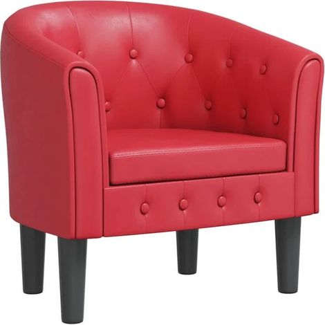 Fauteuil convertible en similicuir rouge (1/5)