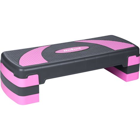 Step pour exercices d'aérobic et de fitness, 3 marches, gris et violet, REBEL ACTIVE (1/5)