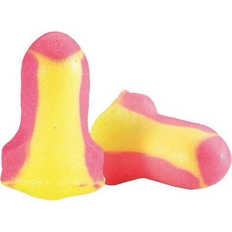 Bouchons d'oreilles haute visibilité, jaune magenta vif, en mousse auto-ajustable, pour environnements bruyants, recommandés pour de nombreux secteurs d'activité. (1/4)