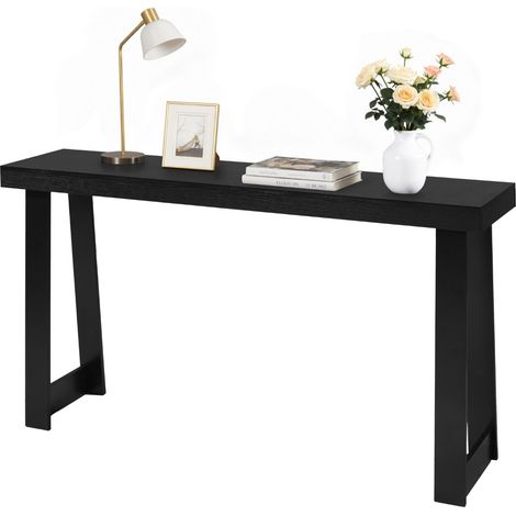 Console d’Entrée 140 cm de Long, Table Console Moderne, Table d'Appoint Rectangulaire en Bois, Bout de Canapé Étroit et Long, Meuble de Rangement pour Couloir, Chambre, Salon, Vestibule, Noir (1/5)