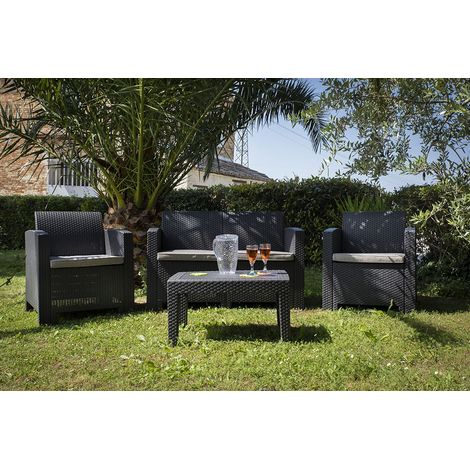 Set Arredo Giardino Color Grigio - Divano + 2 Poltrone + Tavolino Giove - StilProjectStore (1/5)