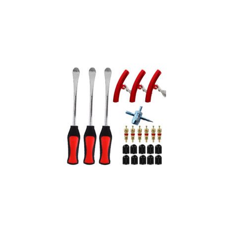 Juego de 23 piezas para cambiar neumáticos, 3 palancas para neumáticos, 3 protectores de llanta, kit de herramientas, 10 tapas de válvulas para neumáticos y tapas para motocicleta/bicicleta.