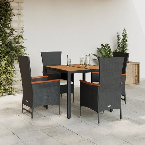 Set de muebles jardín 5 pzas con cojines ratán sintético negro vidaXL (1/5)