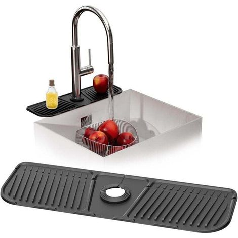 Alfombrilla de silicona para grifo, manija de grifo de silicona, bandeja antigoteo, protector contra salpicaduras, alfombrilla de desagüe para cocina y baño, alfombrilla de desagüe, protección para gr