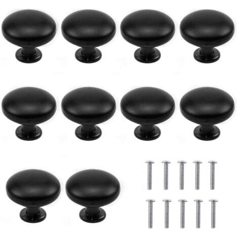 Lot de 10 boutons de meuble ronds en bronze antique avec motif de fleur - Pour placard, cuisine, chambre d'enfant, sûrs et durables (noir) - 30 x (1/5)