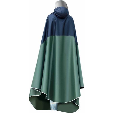Cape de pluie réutilisable pour vélo électrique, imperméable épaissi taille XL avec capuche pour adultes, moto et vélo, vert armée 3XL sans miroir (1/5)