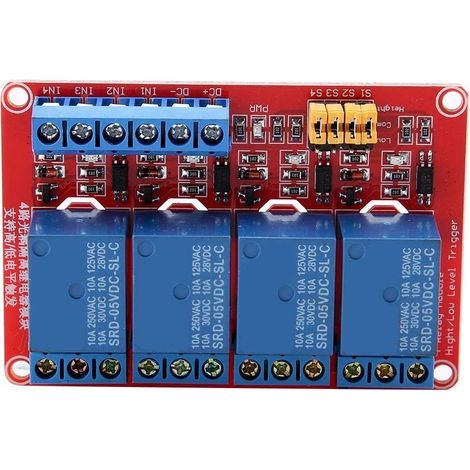 4-Kanal-Relaismodul 5V/12V/24V, Optokoppler-Relaismodulplatine mit High- und Low-Trigger für Arduino (5V) (1/5)