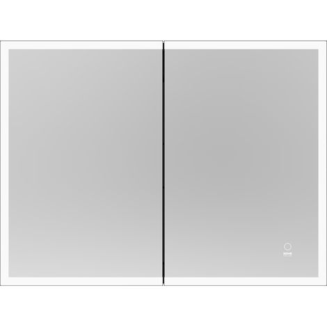 Home Deluxe Armario con espejo LED EVE Negro 100 x 80 cm