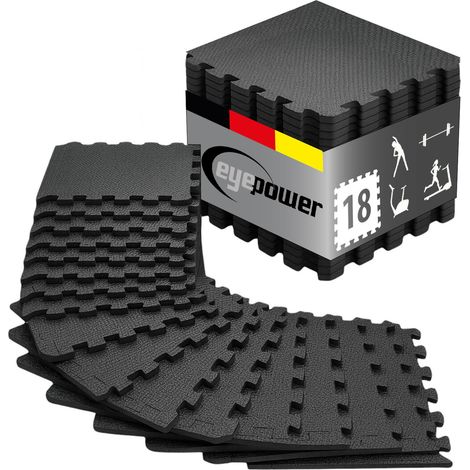 18x Fitness Bodenschutzmatte - 30x30 EVA Matte Sport Bodenmatte für Fitnessraum
