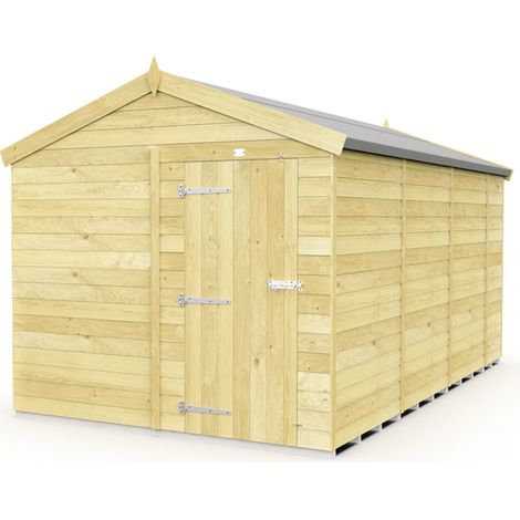 8 x 14 Feet Apex Shed - Single Door Without Windows - Wood - L417 x W231 x H217 cm