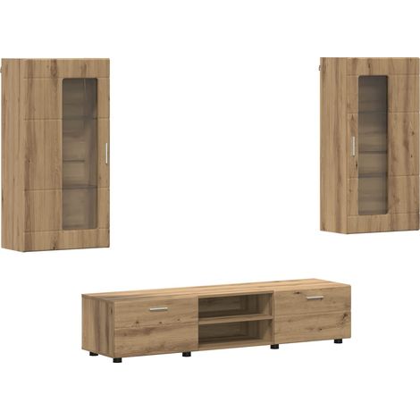 Conjunto de mueble de TV con cajón FLORIN 3 pcs Roble artesanal vidaXL