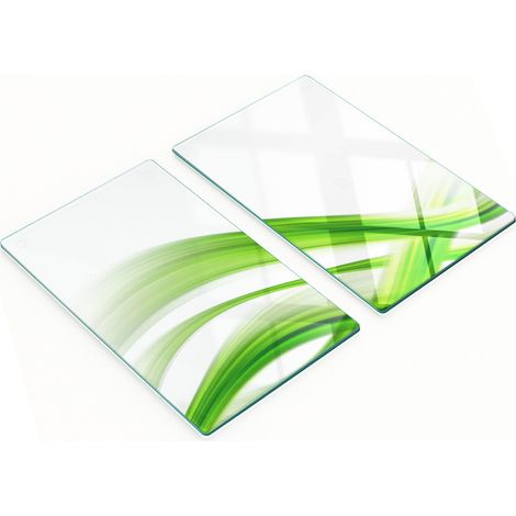 Tablas de cortar decorativas de vidrio templado con dise帽o de ondas abstractas, 2x30x52 cm.