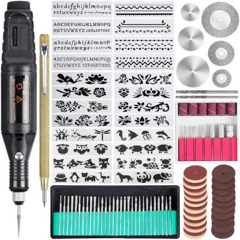 Lot de 108 outils de gravure électrique avec cordon multifonction - Mini graveur ,XU- Kit d'outils rotatifs DIY (prise UE)- (1/5)