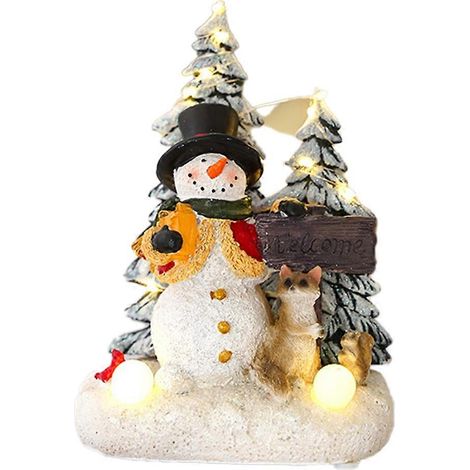 Décorations de Noël lumineuses et musicales, sapin de Noël avec Père Noël rotatif, artisanat en résine, décoration de Noël pour la maison B (1/5)