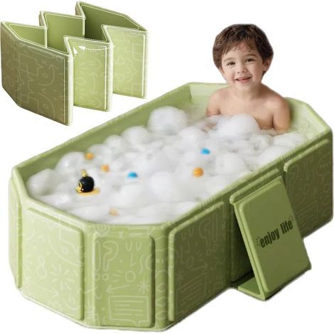 Faltbare Babybadewanne (75 x 45 x 25 cm), tragbar, mit Abflussstopfen, kompakt, für Babys und Haustiere, geeignet für unterwegs und auf Reisen. (1/5)