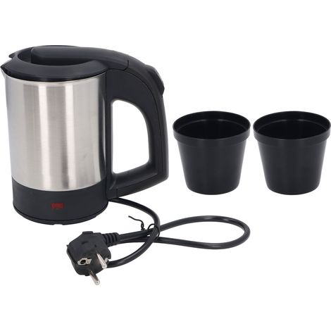 Bouilloire électrique 1000W 0,5l en acier inoxydable, arrêt automatique, Protection contre l'ébullition sèche, chauffe-eau avec 2 tasses pour la maison (1/5)
