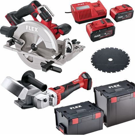 Flex Akku-Rinnenträger-Einlassfräse 18,0 V RFE 40 18.0-EC + CS 68 18-EC +2 Akkus