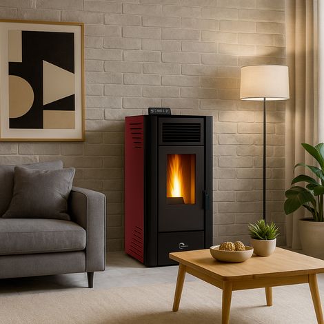 Poêle à granulés étanche Anita 11,6 kW Bordeaux Sannover + Kit d'installation