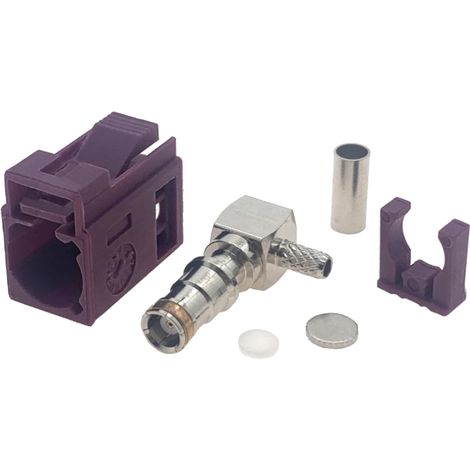 Conector en 谩ngulo para cable Fakra RG316 c贸digo D