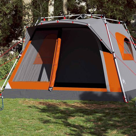 Tente familiale cabine 7personnes gris orange dégagement rapide (1/5)