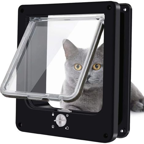 ALLIANDISChatière, chatière à verrouillage magnétique rotatif à 4 voies pour chats, chatons et petits chats, version améliorée M noire, 19 5,5 22) (1/5)