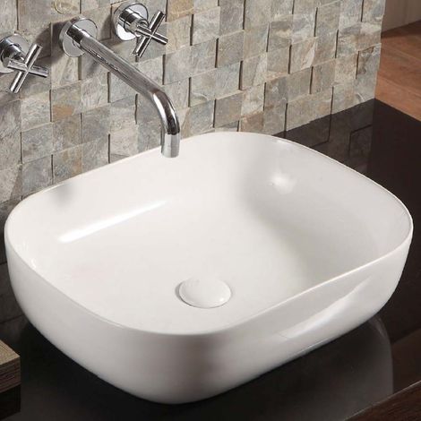 Lavabo da appoggio la48 cm 49 x 39,5 bianco piletta non inclusa (1/3)