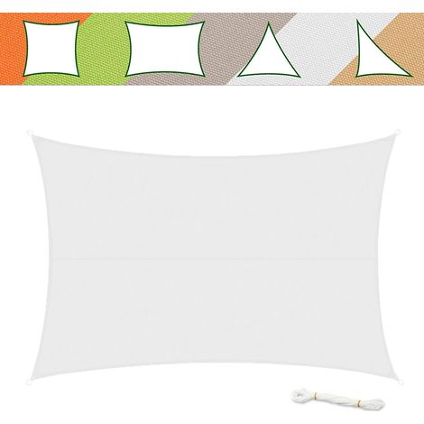 Voile d'ombrage Hydrofuge, Blanc, 5 x 7 m