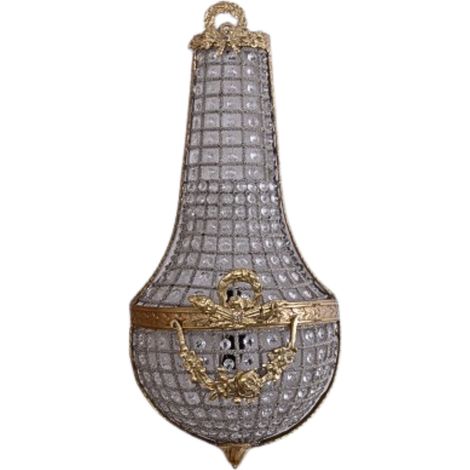 Goldene Wandleuchte im Barockstil mit Kristallen, 70 cm (1/5)