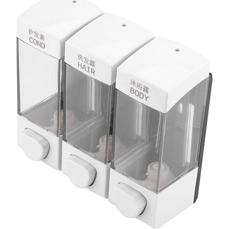 Wandspender mit 3 Fächern für Flüssigseife, Shampoo und Lotion Badezimmeraccessoire 2er-Set verchromt PVC-frei (1/5)