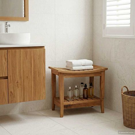 vidaXL Tavolo Laterale da Bagno Naturale 50 x 35 x 45 cm