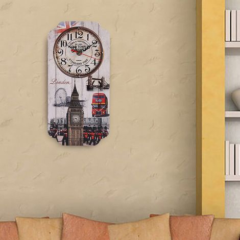 Horloge murale rectangulaire rétro européenne pour salon ou bar (1/5)