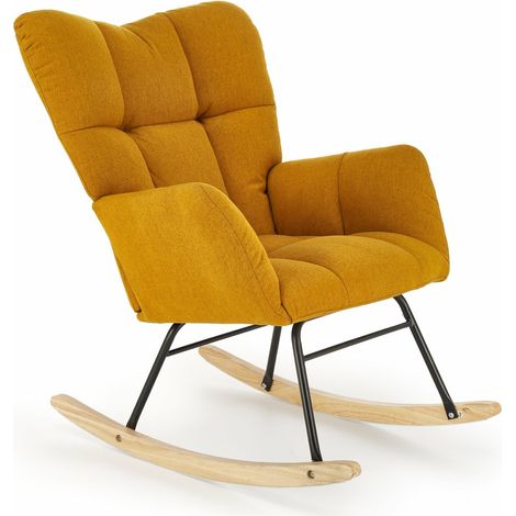 Mecedora Houston 1595, Amarillo, 94x70x97cm, Tapiz, Aglomerado laminado, Metal, De madera