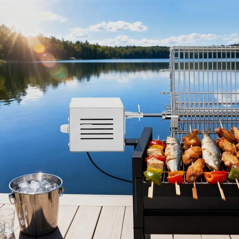 Moteur de barbecue 25 W en acier inoxydable - Accessoire de moteur de barbecue 220 V - Moteur de barbecue pour brochette de barbecue - Moteur électrique léger - Pour la maison, le camping (1/5)