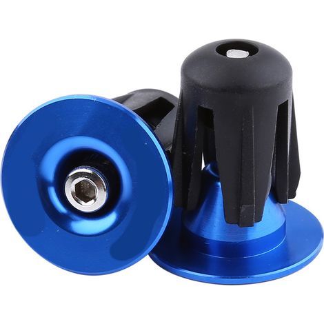 Farbige Aluminium-Fahrradlenkergriffe, 2 Stück, Endkappen (blau) (1/5)